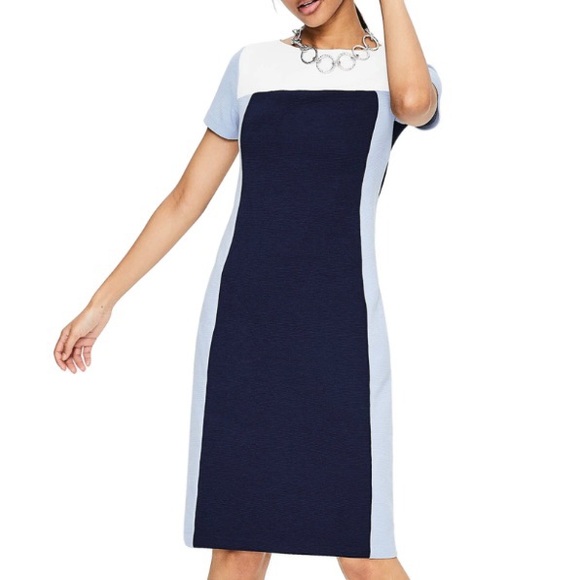 Boden Modern Color Block Ponte Dress Blue Size 6 - Picture 2 of 8